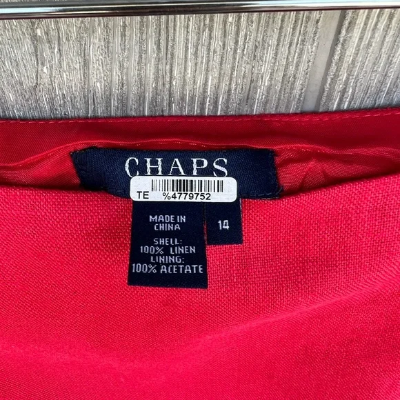 NWOT Ralph Lauren Chaps 100% Linen Midi Pink Coral Skirt Size 14 - Picture 2 of 5